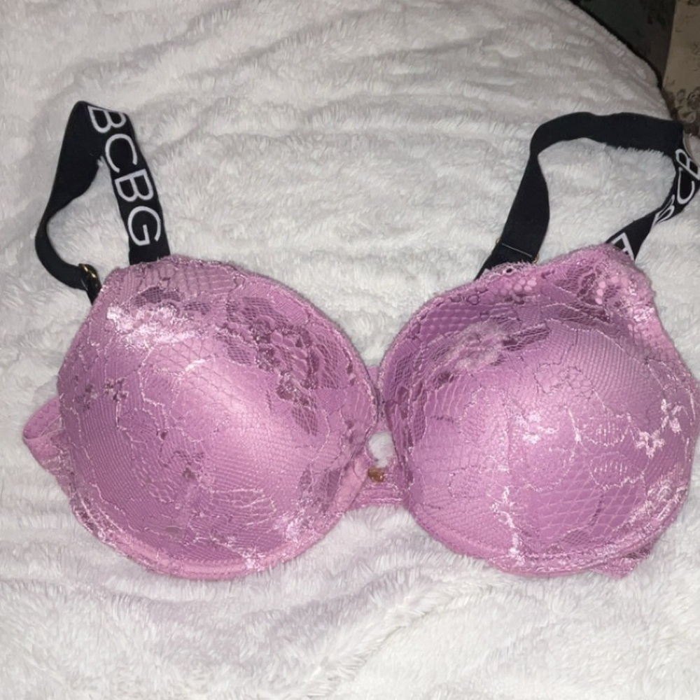 BCBGeneration Lavender Lace Bra with Black Straps